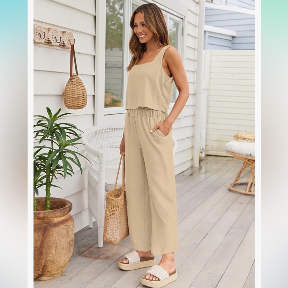 Beige linen pants